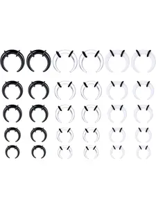30pcs 14g-6g Acrylic Septum Stretcher Kit, Pincher Tapers, Septum Ring C Shape Expander, O-Rings, for Stretching Pierced Septum Piercing