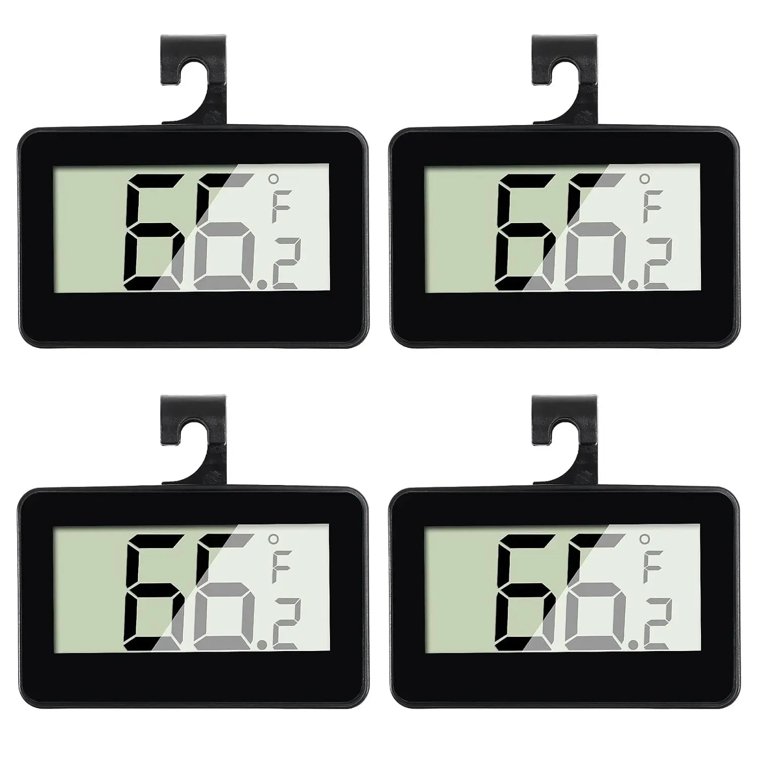 4Pcs Digital Mini Refrigerator Freezer Room Thermometer with Large LCD Display °C/°F Convertible with Hanging Hook for Kitchen Home Restaurants
