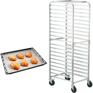 VEVOR 10 - Tier Bun Pan Rack, Aluminum Racking Trolley Storage with Brake Wheels, Commercial Bakery Racks for Half Full Sheet, Speed Rack For Kitchen Home, Bread Baking Equipment, 26Lx 20.3Wx 39HVEVOR Super Brand Day