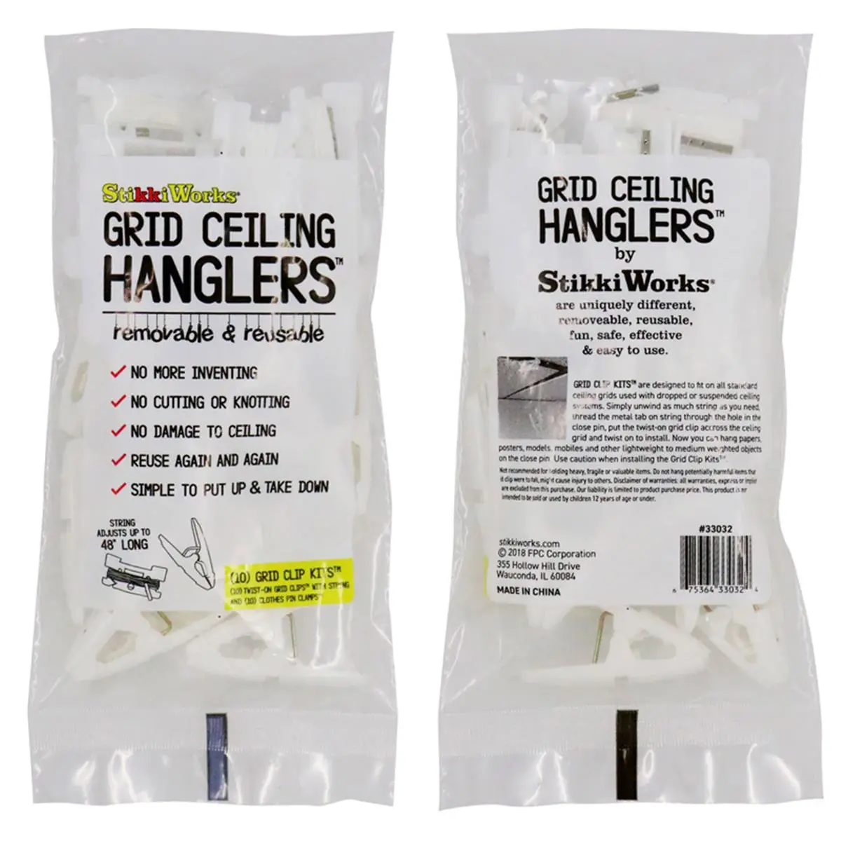 FPC  Ceiling Hanglers Grid Clip Kits - 10 Per Pack - Pack of 3