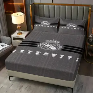 Real Madrid CF Fitted Sheet Set (3 Piece, Includes 1 Fitted Sheet + 2 Pillowcases), Multiple Trophy & Champions League Designs Available, Football Soccer Bedding Set for Teens, Adults & Fans, Bedroom Decor