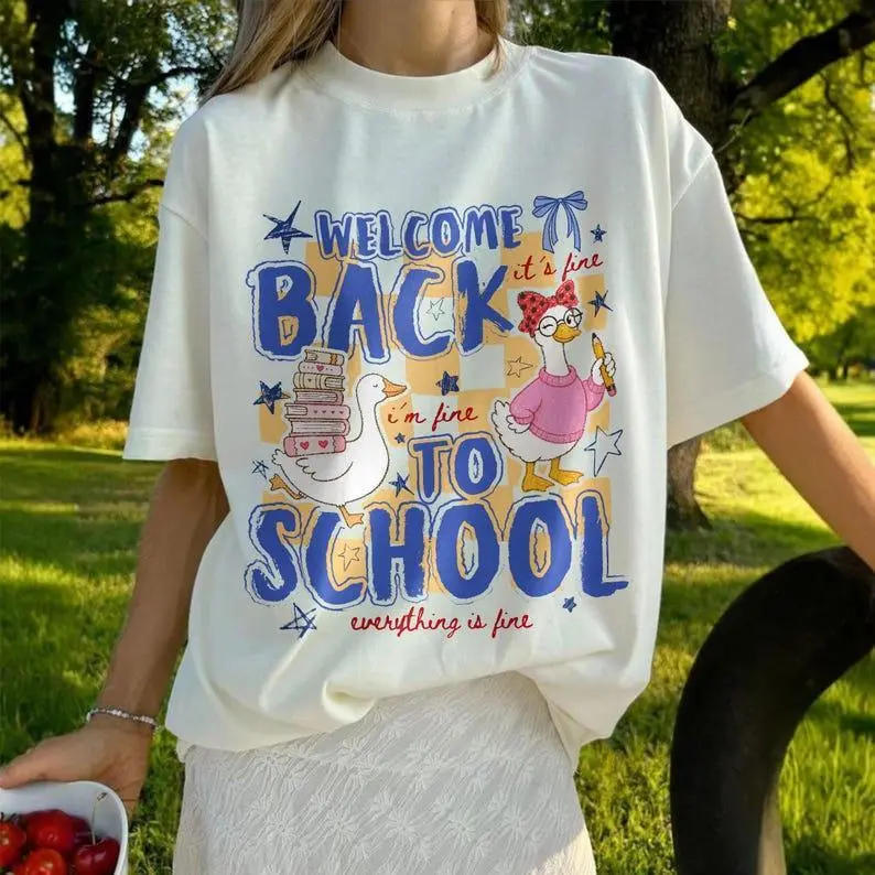 Welcome Back To School Shirt, Funny Silly Goose Teacher Sweatshirt, Everything Is Fine Apperal, Teacher Life Wear