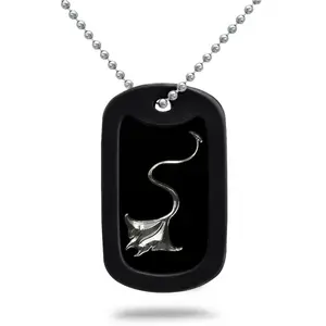 Stingray Orca Dolphin Engraved Aluminum Dog Tag Necklace Personalized Custom Message 24 Inches Stainless Steel Chain Necklace AN172