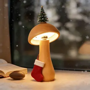 ODISTAR Christmas Gifts,Portable 2-in-1 Mushroom-Shaped Table Lamp,360° Rotatable Night Light with Stepless Dimming, Touch Control 3-Color Temperature Wine Bottle Lamp, Type-C Charging, Suitable for Bedside Bedroom Light, Ambient Light, Indoor Lighting=
