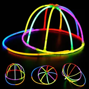 Fluorescent Party Hats Set, Glow-In-The-Dark Baseball Caps & LED Sticks, Perfect for Raves, Halloween, Birthdays, Weddings