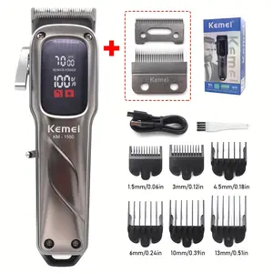 Kemei Km-1550 High-Speed Long Battery Digital Display Electric Hair Clipper Trimmer for Men, Professional Grooming Tool