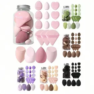 17PCS Multifunctional Makeup Storage Kit Portable Travel Cosmetic Bucket With 16Pcs Latex Free Sponges And Mineral Powder Puffs Multipurpose Applicators For Liquid Cream Powder Daily Facial Makeup Organizer Beauty Accessories Set