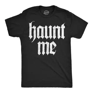Mens Funny T Shirts Haunt Me Sarcastic Halloween Graphic Novelty Tee for Men Mens Funny T Shirts Cool Vintage Fashion T-Shirt Gift Classic Menswear Halloween Apparel for Men Funny Sarcastic Short Sleeve Novelty Black -