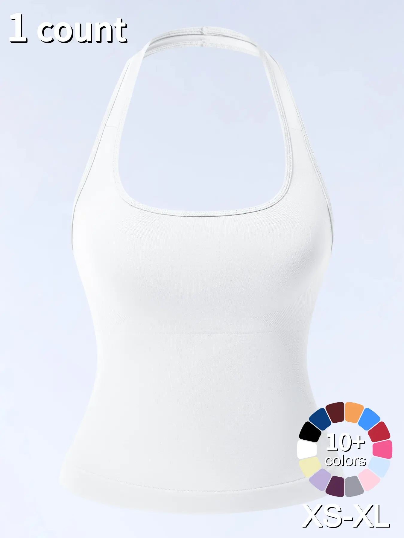 1/2/3/4 Pcs Women's Sleeveless Yoga Halter Neck Tank Top with Removable Pads, Three-Layer Seamless Backless Tank Tops Casual Solid Color Soft All Seasons Wear 1/2/3/4 Pcs Women's Sleeveless Yoga Halter Neck Tank Top with Removable Pads, Three-Layer Seamless Backless Tank Tops Casual Solid Color Soft All Seasons Wear