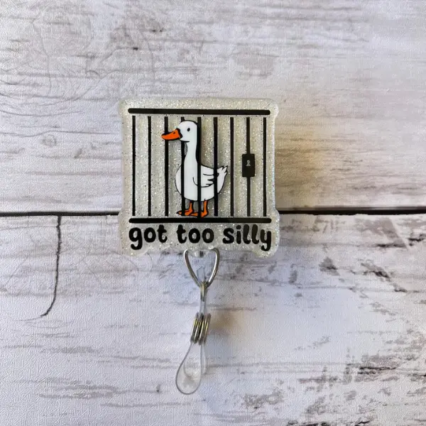 Got To Silly Badge Reel with ID Belt Clip, Cute Design Acrylic for Children Gift, Work Accessories, Nurses Medical Teacher Student Retractable Heavy Duty Set