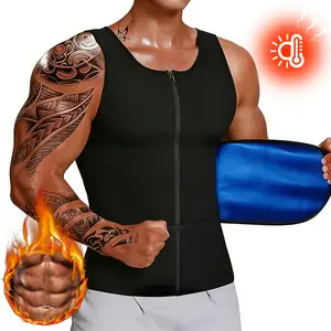 Men's Sauna Sweat Vest, Waist Trainer Tummy Control Suit with Zipper Sweat Belt, Gym & Exercise Compression Vest, Sweat-Boosting Workout Top