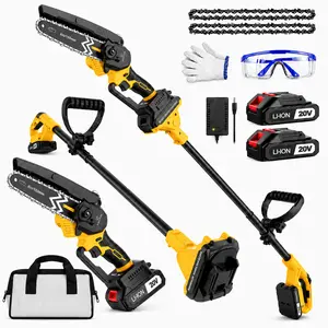 Cordless Pole Saw 2 in 1, Handheld Mini Chainsaw with Extendable Pole,Battery Powered，Extendable Pole，Tree Branch Cutter Battery Powered Tree Branch Cutter,Mini Chainsaw，6 Inch Pruning Chainsaw for Yard Garden Trimming, Dual Battery Included 2-in-1