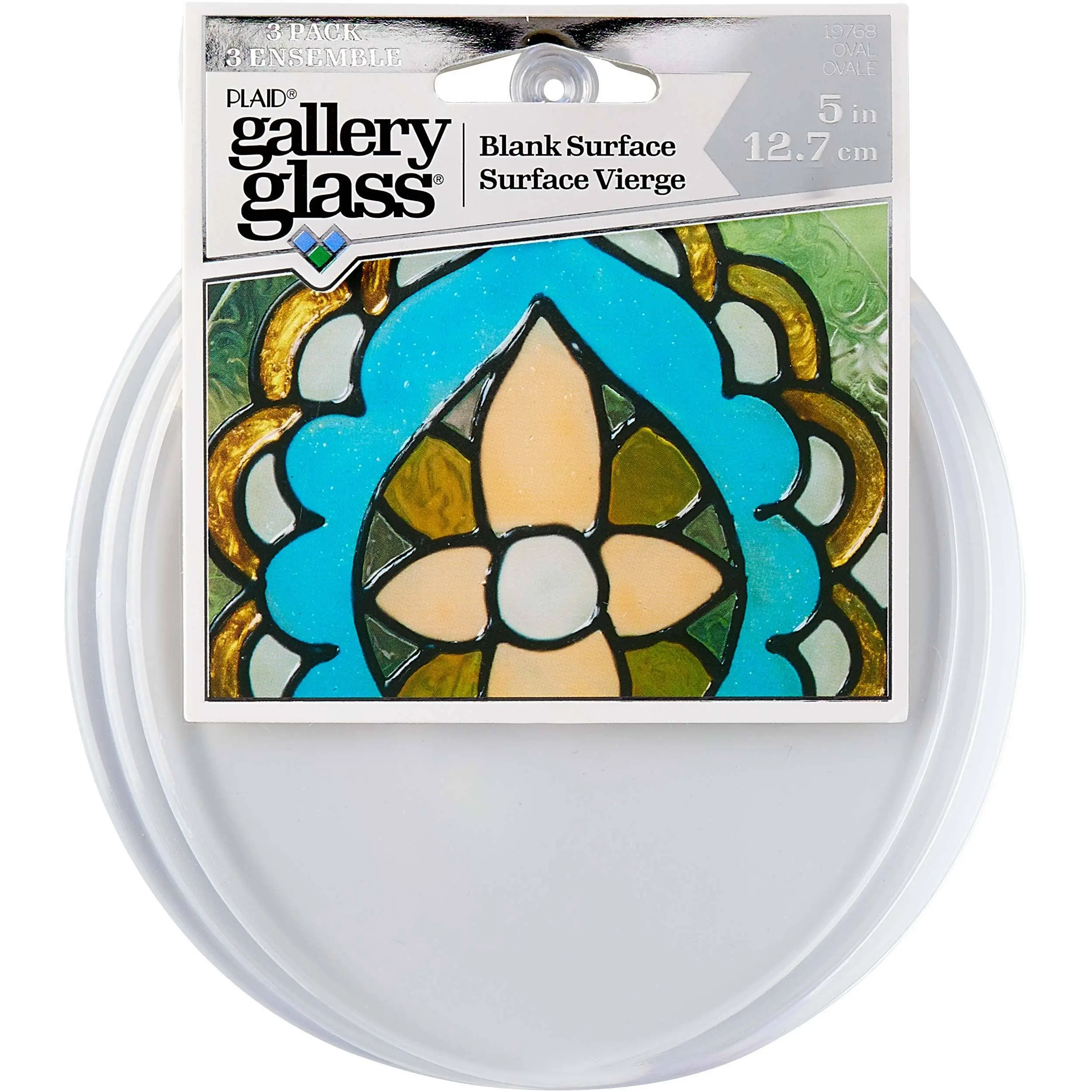 Gallery Glass Polystyrene Oval Surfaces - 3 pc., 19768 Office Stationery Writing Tool for Craft Enthusiasts, Transparent, 5 in, Beveled Edges, Easy to Hang, Hang Hole, No Framing Required, Cures in 7 Days, Ideal for Freehand Use DIY Art Accessory, Approx.