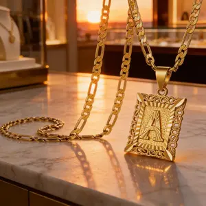 Initial Letter Pendant Necklace for Men & Women, 14K Gold Plated Copper Alphabet Necklace on Chain,gold jewelry, personalized necklace, initial necklaces