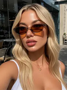 New Year Women's Oval Small Frame Full Rim Glasses Leopard Print Cold Tea Fashion Eyewear for Outdoors School Season