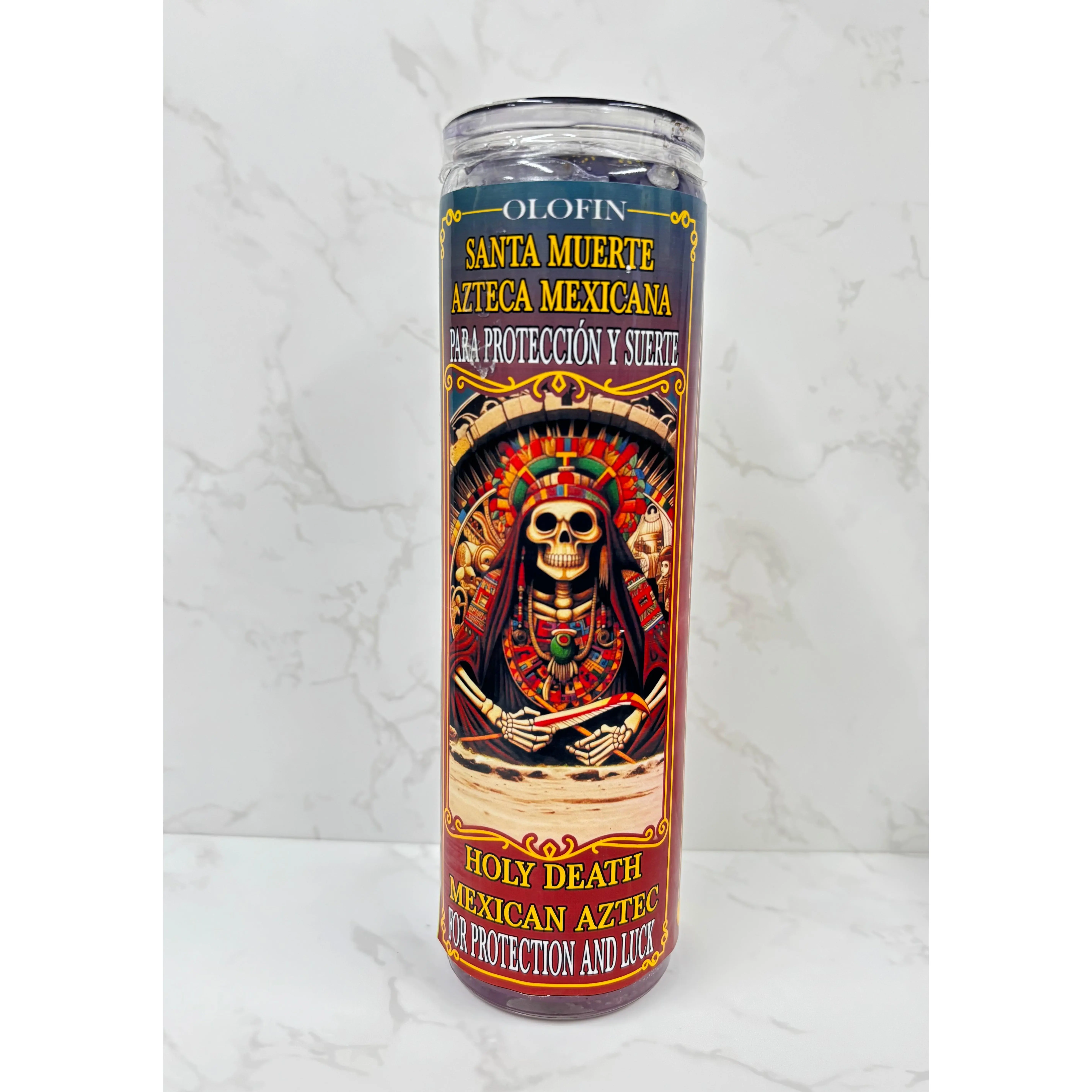 Olofin Santa Muerte Azteca Candle – For Protection and Luck