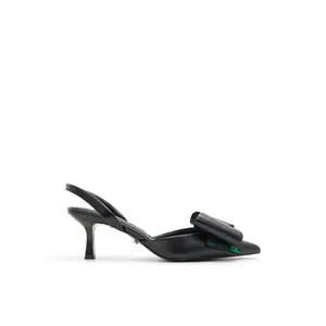 Wicked x ALDO Defy Ladies Black Kitten Heel Slingback Sandals with Bow Detail