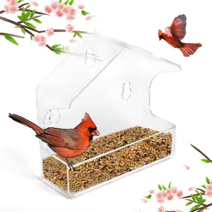 Small Acrylic Transparent Outdoor Bird Feeder, Bird Feeding Station, Durable & Weather Resistant Design, Perfect for Garden Use, Easy Installation