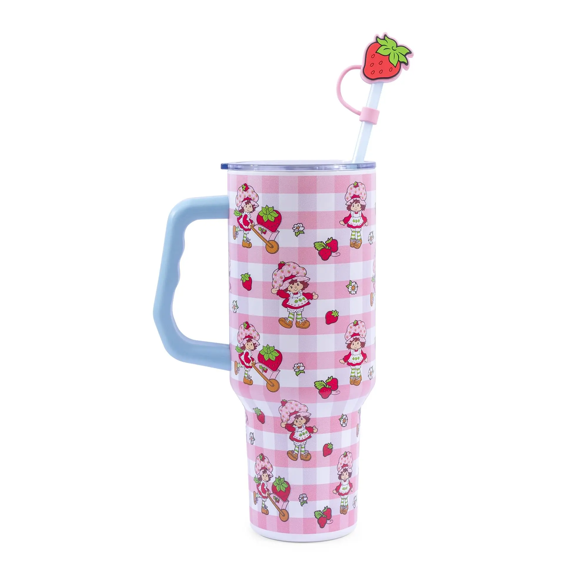 Strawberry Shortcake Pink Pattern 40-Ounce Stainless Steel Tumbler With Handle