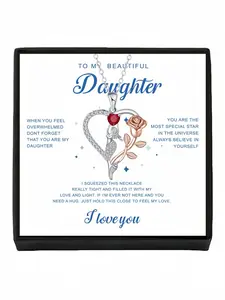 Scarlet Heart Mermaid Creative, light luxury & premium heart-shaped mermaid necklace.Comes with a greeting card for daughter.Perfect birthday gift and ideal mysterious gift for various festivals.