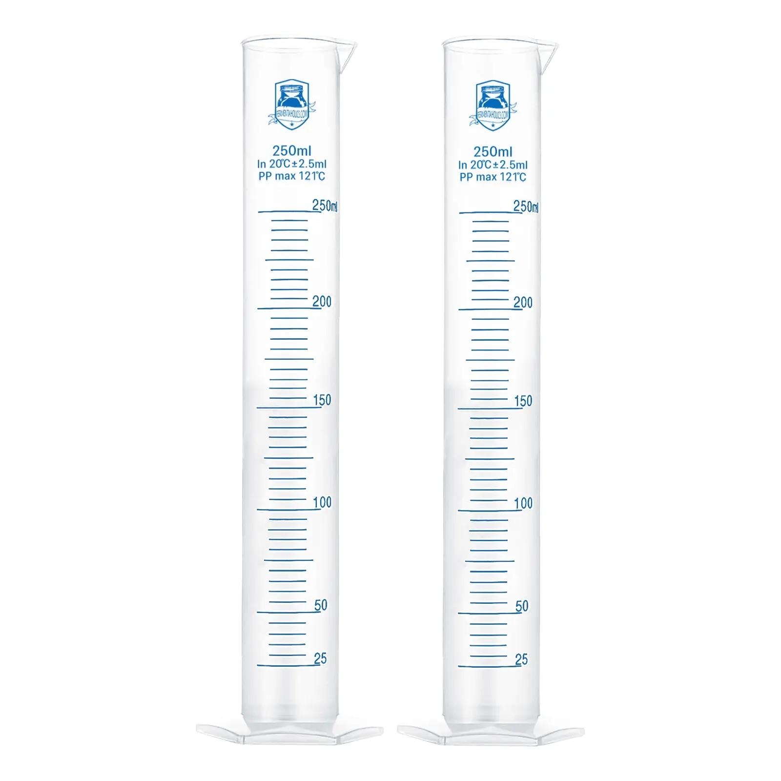 Fermentaholics Hydrometer Test Jar & Measuring Cylinder - Test & Measure Liquids, Homebrewed Beer, Wine, Mead, Cider, Fermented Beverages & More – Easy to Use & Read - 250 ML - Heat Resistant Up to 121° Celsius – 2-Pack