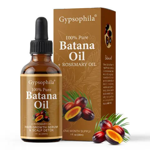 Gypsophila Batana Rosemary Herbal Hair Oil 30ml - Organic Growth Keratin Support Formula for Adults, Anti-Frizz, Scalp Detox, Strength Boost, Loss Reduction, Nourishing All Hair Types, Hypoallergenic Organic Castor Oil