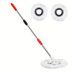 Mop with 2 Microfiber Mop Replacement Heads, Adjustable Handle for Floor Cleaning Mop with 2 Microfiber Mop Replacement Heads, Adjustable Handle for Floor Cleaning