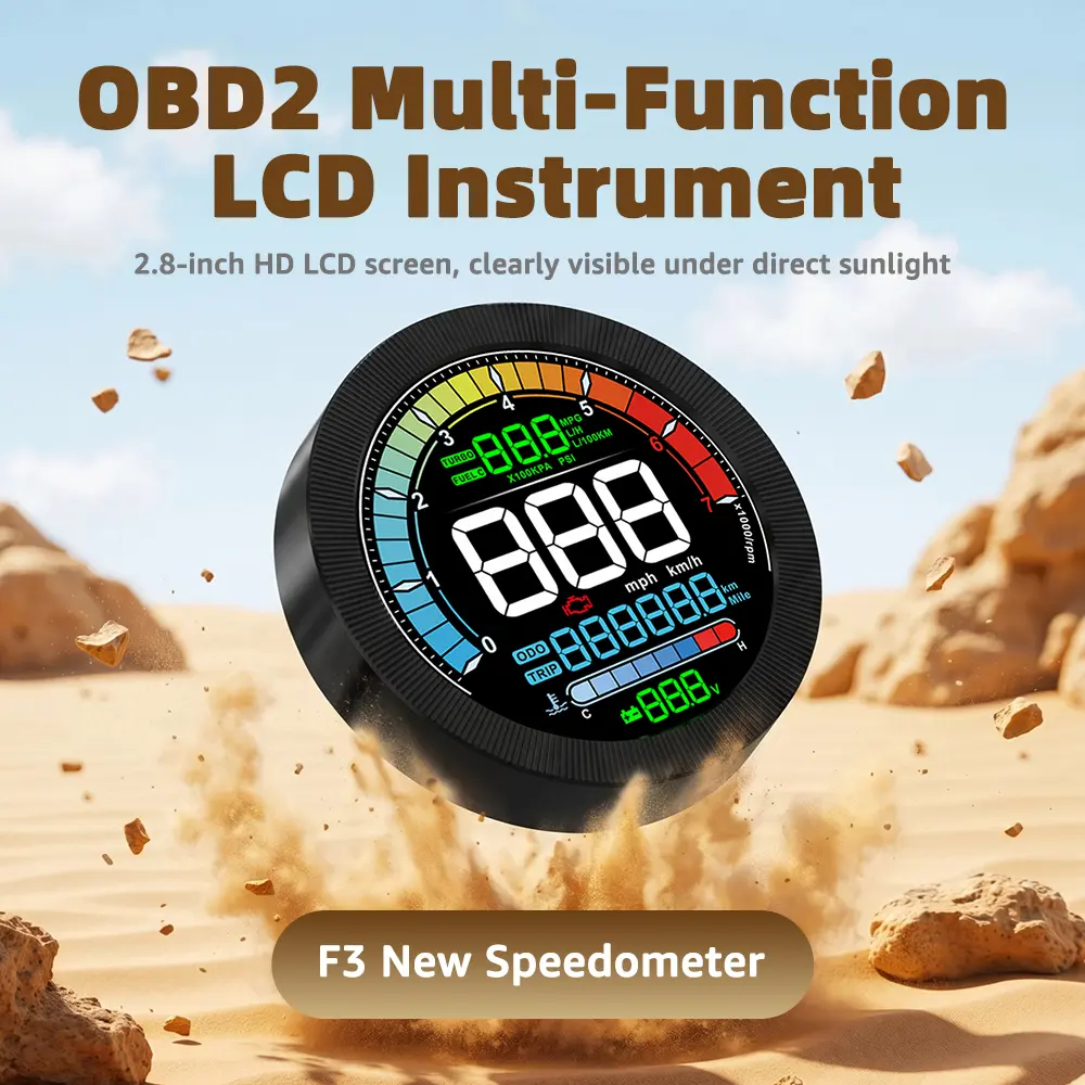 KUOWEIHUD OBD2 Digital Speedometer Car Accessories - 2.8-in HD LCD Multi-Function Instrument, OBD-II Engine System Diagnostic Tool for Cars, Sunlight-Visible Display