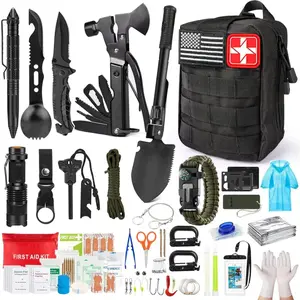 222 PCS Emergency Gear First Aid Kits with Molle System Compatible Bag Outdoor Camping Gear Emergency Kits for Hunting,Hiking,Fishing, Gifts for Men Women
