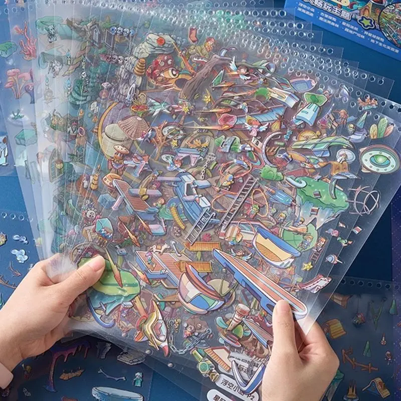 29 Sheets Oversized Miniature Scene Decorative Sticker Album, Fun Creative DIY Scene Stickers, Perfect for Crafts and Decorations, Sticker Cards, Stickers For Scrapbooking, Scrapbook Materials