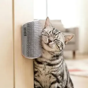 Detachable Cat Corner Scratcher, Massage Brush, Grooming Cleaning Corner Brush, Scratching Comb, for Kittens, Self Grooming Wall Brush, Easy to Clean, Catnip Compartment Inside Essentials Small Animal