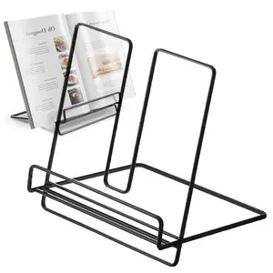 Metal Recipe Book Holder, 1 Count Foldable Book Stand, Reading Hands Free Book Holder, Home Organizer for Kitchen Counter