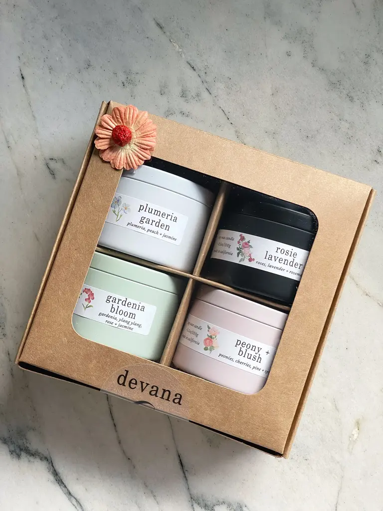 La Fleur Candle Gift Set l Mini Candle Tins l Travel Candles