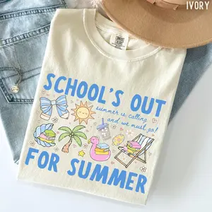 Comfort Colors School's Out for Summer Shirt Cute Teacher Summer Break Graphic Tee Last Day of School Shirt Comfort Colors