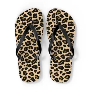Stylish Leopard Print Flip Flops - Summer Beach Footwear, Vacation Sandals, Poolside Shoes, Trendy Outdoor Slippers