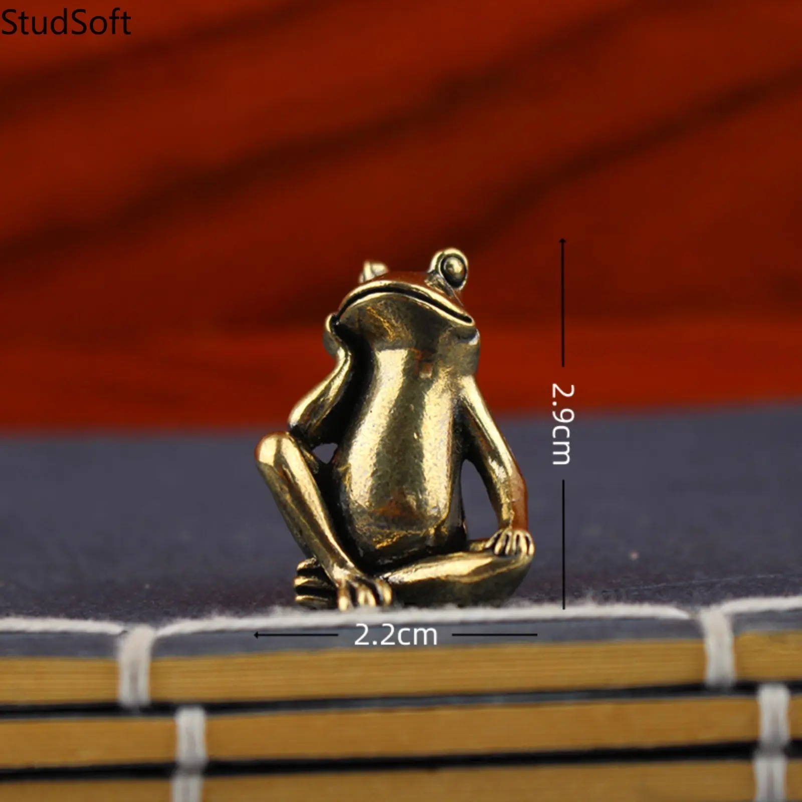 2026 New Creative Brass Meditation Frog Miniature Figurine, Cute Face-Resting Animal Decorative Figurine, Artificial Resin Desktop Ornament for Home Office Tea Pet, Miniature Figurines, Animal Decorative Figurines