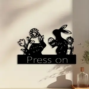 1pc Easter Bunny Metal Wall Art, Easter Bunny Statue Mural, Perfect for Dining Room Wall, Easter Decor, Ideal Gift for Families, Durable Metal