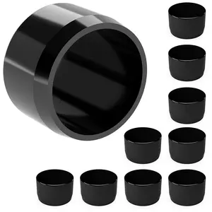 Formufit Black PVC End Cap for Furniture, 1" Diameter, UV-Resistant, Impact-Proof, Made in USA, 10-Pack