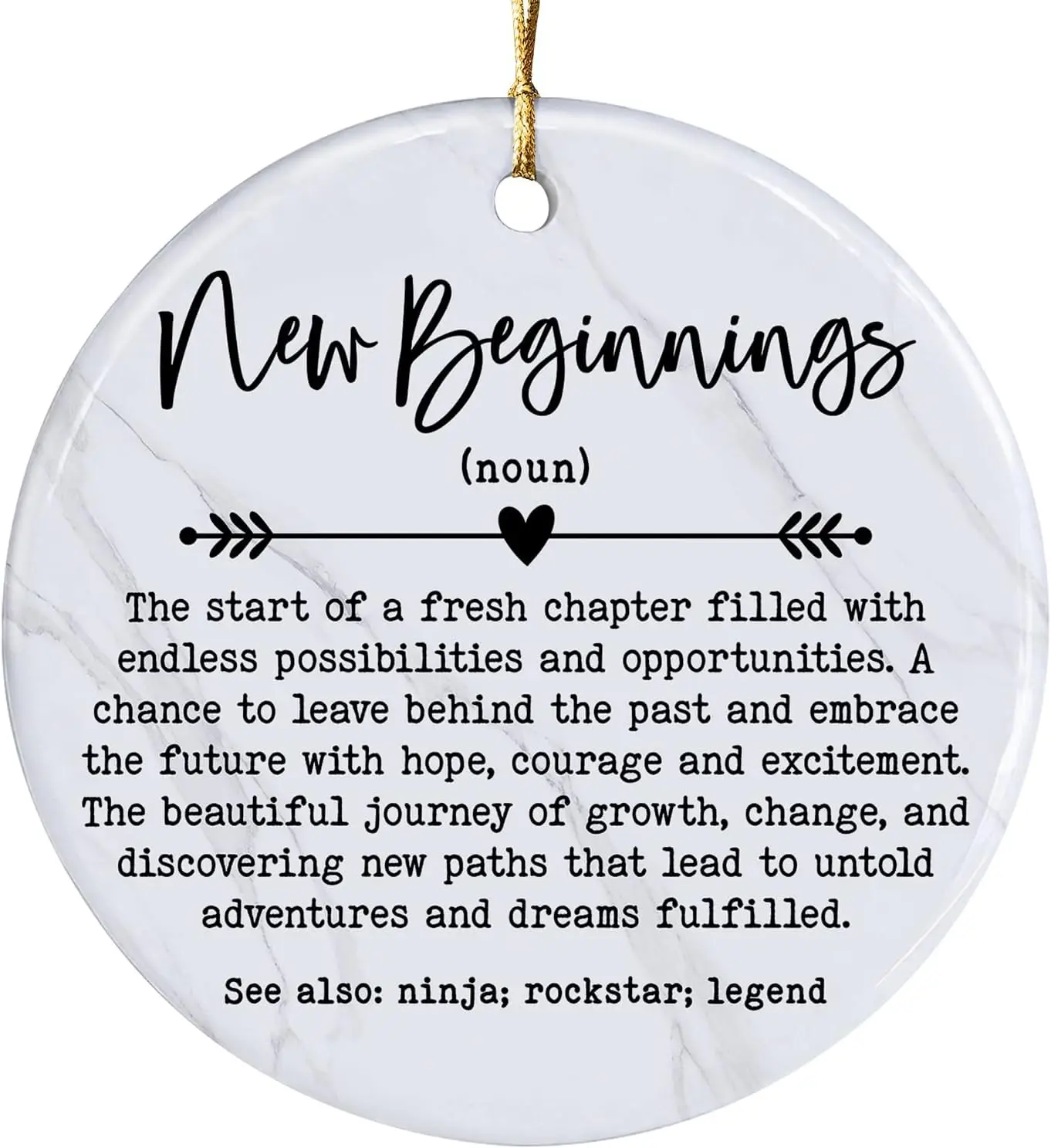 New Beginnings 2025 Ornament – Inspirational Ceramic Ornament Gift for Graduation, New Job, New Life, New Home, Housewarming, New Year, Retirement Gifts, Holiday Christmas Tree Decoration
