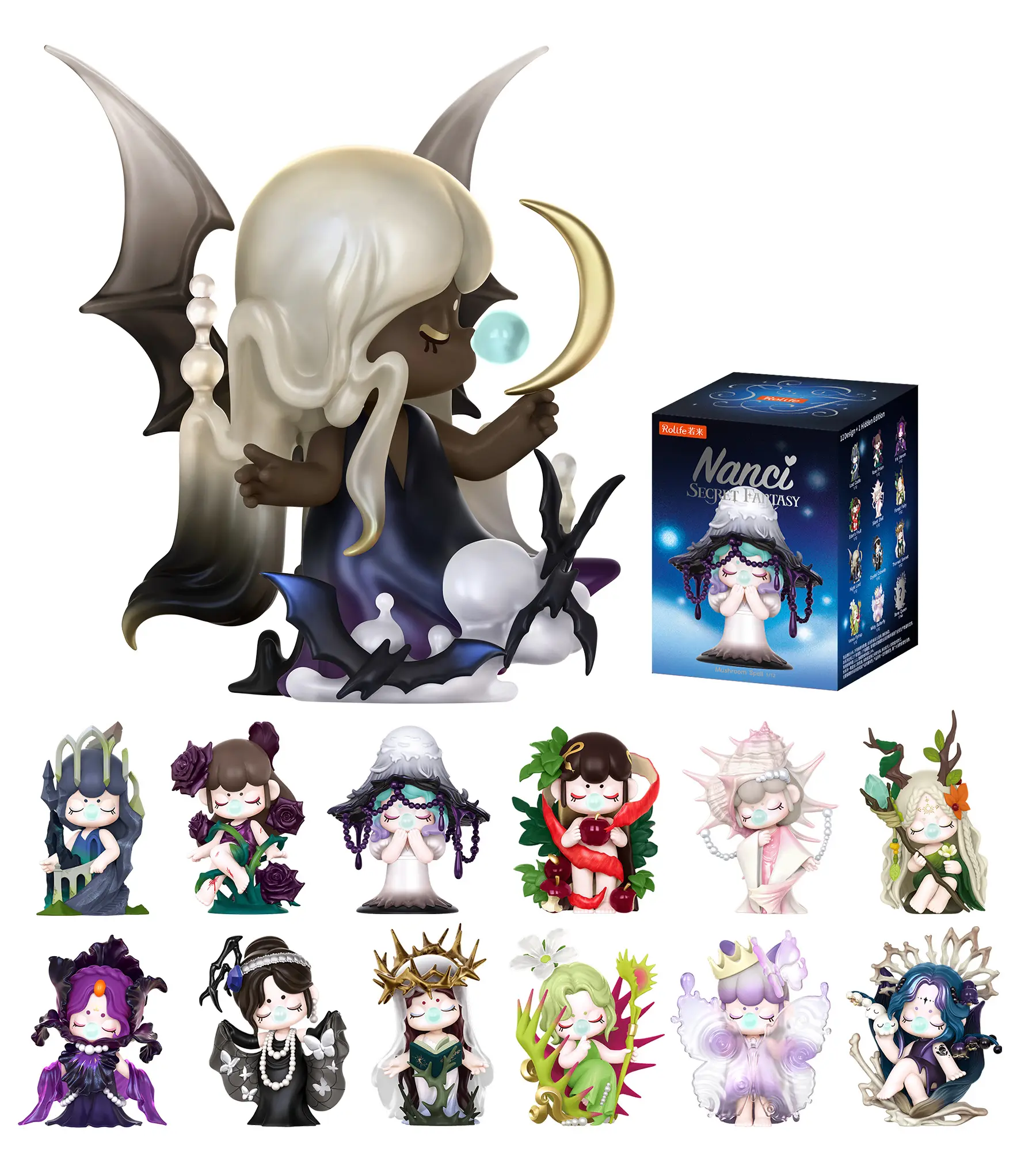 Rolife Nanci Secret Fantasy Blind Box Mystery Figure - Collectible Anime Character Doll, Dark Academia Desk Decor, Cute Gothic Style Art Toy, Creative Gift Idea