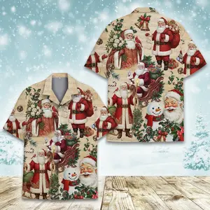 Vintage Santa Claus Hawaiian Shirt, Classic Christmas Aloha Shirt for Men Women