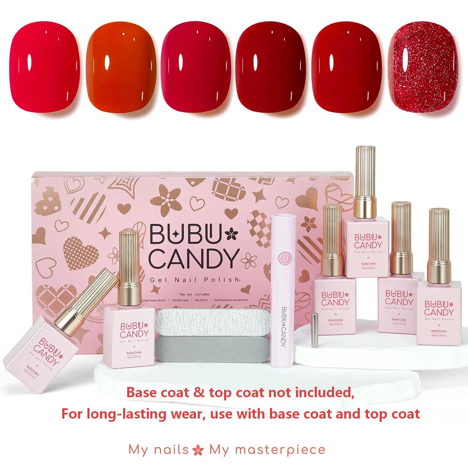 BUBU CANDY M's Pick: New Year Red Gel Polish Set, 6PCS 15ML HEMA-Free & TPO-Free Bold Red Gel Kit with LED Lamp & Nail Files, Long Lasting Holiday DIY Manicure tiktokshopbacktoschool