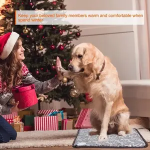 Pet Heating Pad for Dogs & Cats - Electric Warming Mat, Waterproof, Moisture-Proof, Chew-Resistant, Adjustable, Easy Cleaning, Indoor Use Pet Bed Blanket Self-Heating Washable