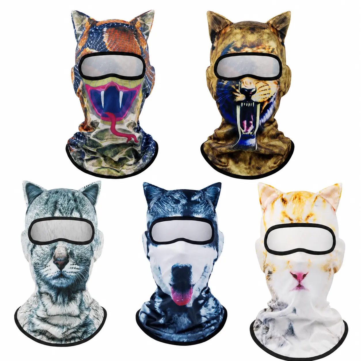 2026 Viral 3D Animal Ear Balaclava Mask, Realistic Cat Wolf Tiger Snake UV Protection Hood, Y2K Rave Cosplay Accessory, Multi-scene Cover for Festival, Halloween, Carnival, Ski, Motorcycle, Cycling, Back To School & Party Prop Unisex