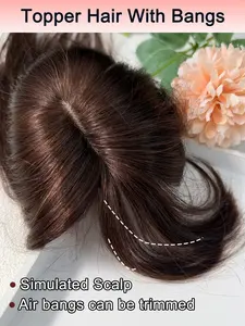 Top Hair Extension Block 8-14 Inch, Real Hair Clip-In, Easy to Wear, Double Coverage for Hair, Lightweight and Breathable, Instant Volume Fix for Thinning Hair, Brazilian Human Hair