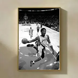 [SALE UP TO 50% + FREE SHIP] Kobe Bryant Dunk Poster, Lakers Black and White Action Photo Print, NBA Legend Wall Art, Mamba Mentality Man Cave Gym Decor Gift