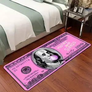 Ben Franklin Dollar Pattern Non-slip Soft Floor Mat, 1 Count Creative Colorful Money Graphic Area Rug, Decorative Carpet for Home Living Room Bedroom