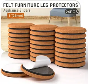 Felt Furniture Leg Protectors - Stronger Felt and EVA Pads for Hardwood Floors 24 Pcs, 1 Inch (25mm) Scratch Prevention, Noise Reduction