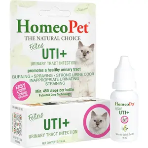 Feline UTI+, Safe and Natural Urinary Tract Supplement for Cats, Feline Urinary Tract Support, 15 Milliliters