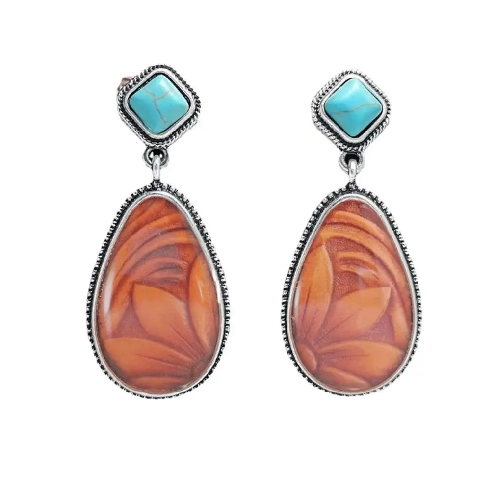 Turquoise Sunflower Earrings